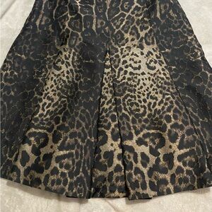 Rena Lange Black and Tan A-Line Pleated Skirt